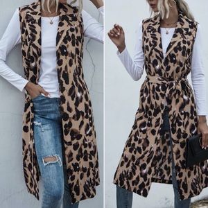 Leopard Print Long Vest